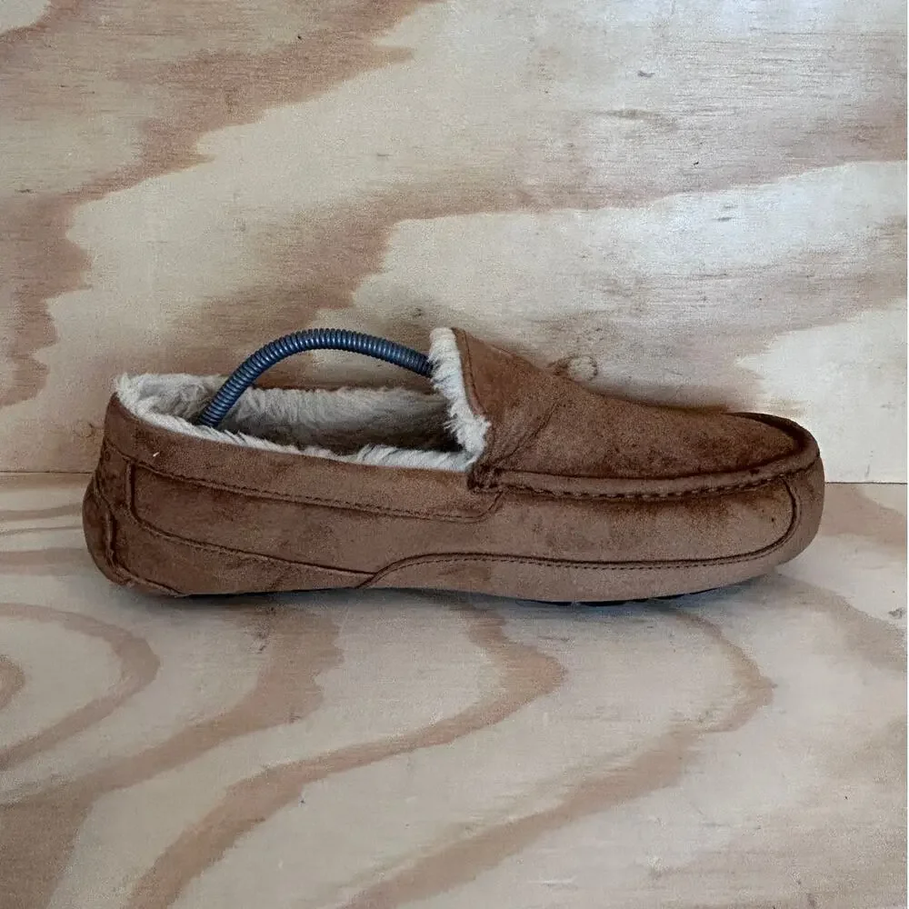 UGG Australia Ascot Suede Sheepskin Moccasin Slippers Brown Men's 13 - S/N 5775